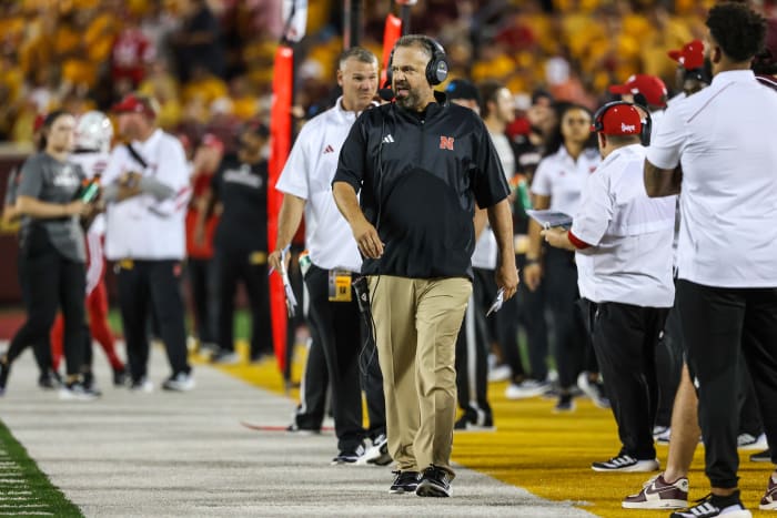 Nebraska Minnesota 2023 - Nebraska head coach Matt Rhule commands the sidelines